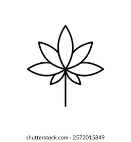 Cannabis leaf icon in liner stroke style