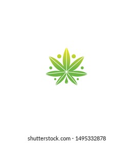 Cannabis leaf icon logo design vector for medical and health company, Cannabis shaped with dot template design illustration.