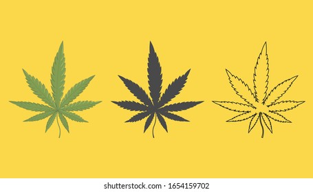Icono de hoja de cannabis, hoja de marihuana.
