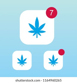 Cannabis Leaf Icon With Notification