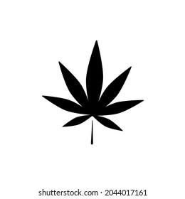 Icono de hoja de cannabis sobre fondo blanco.