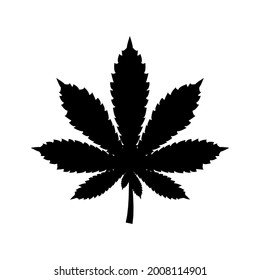 Icono de hoja de cannabis vector png aislado en fondo blanco