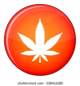 Cannabis leaf icon in red circle isolated on white background vector illustration