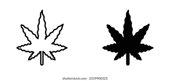 Cannabis leaf Icon set in black color for ui designs