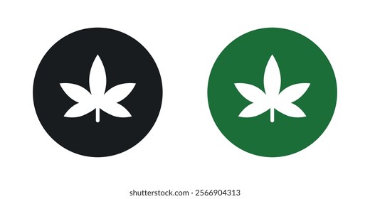 Cannabis leaf icon set in black and colored