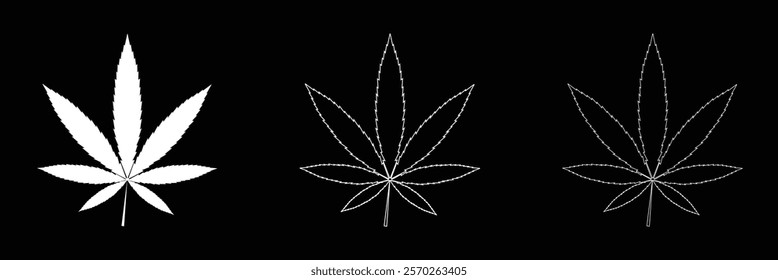 Cannabis Leaf Icon Set | Cannabis Leaves Vector Illustration Logo | Cannabis Leaf Icons Isolated Collection .Vector Illustration .