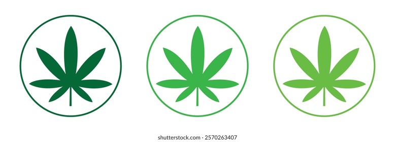 Cannabis Leaf Icon Set | Cannabis Leaves Vector Illustration Logo | Cannabis Leaf Icons Isolated Collection .Vector Illustration .