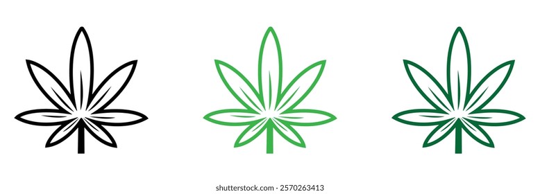 Cannabis Leaf Icon Set | Cannabis Leaves Vector Illustration Logo | Cannabis Leaf Icons Isolated Collection .Vector Illustration .