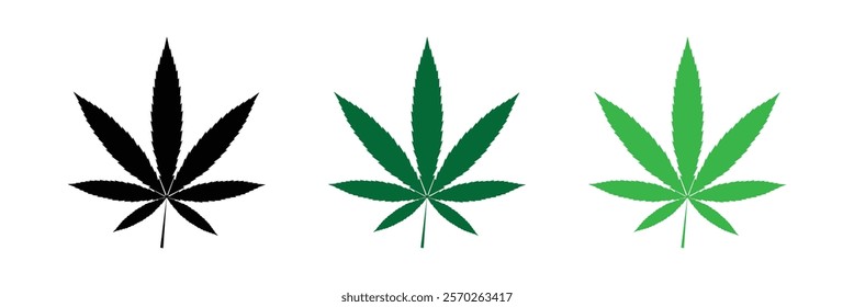 Cannabis Leaf Icon Set | Cannabis Leaves Vector Illustration Logo | Cannabis Leaf Icons Isolated Collection .Vector Illustration .