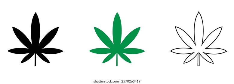 Cannabis Leaf Icon Set | Cannabis Leaves Vector Illustration Logo | Cannabis Leaf Icons Isolated Collection .Vector Illustration .