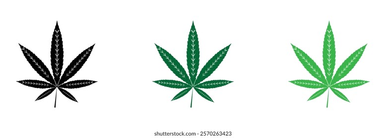 Cannabis Leaf Icon Set | Cannabis Leaves Vector Illustration Logo | Cannabis Leaf Icons Isolated Collection .Vector Illustration .