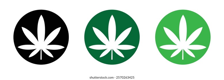 Cannabis Leaf Icon Set | Cannabis Leaves Vector Illustration Logo | Cannabis Leaf Icons Isolated Collection .Vector Illustration .