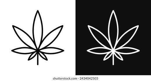 Conjunto de iconos de hoja de cannabis. Ilustración vectorial