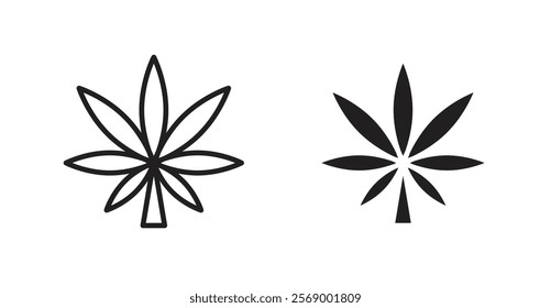 Cannabis leaf icon set vector graphics designs