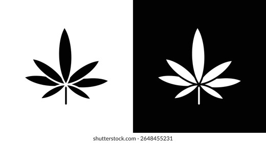 Coleção de símbolos de ícone folha de cannabis. Ilustração de stock de vetor plano.