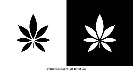 Coleção de símbolos de ícone folha de cannabis. Ilustração de stock de vetor plano.