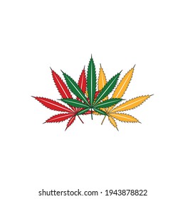 cannabis leaf icon vector graphics with rasta colors