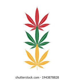 cannabis leaf icon vector graphics with rasta colors