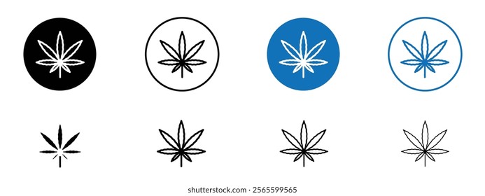 Cannabis leaf icons in black and blue colors