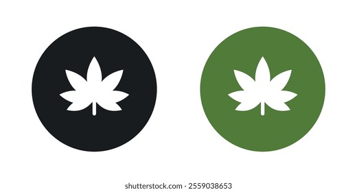 Cannabis leaf icons in black and colored version