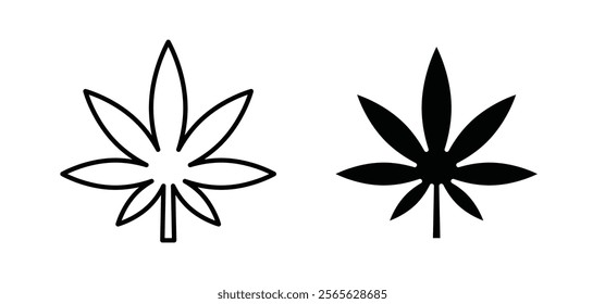 Cannabis leaf icons in black and white colors