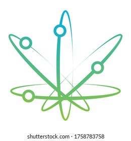 Cannabis leaf incorporated with science symbol atom logo icon illustration vector