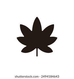 Cannabis leaf of indica icon. Flat silhouette version.	