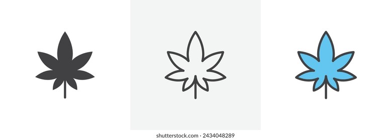 Cannabis Leaf Isolated Line Icon Style Design. Simple Vector Illustration
