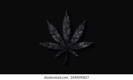 Cannabisblatt isoliert. Marihuana-Blatt-Ikone. Vektorillustration. Logo-Konzept. Indica, Sativa, Hybrid, Ruderalis. Schwarze Farbe.