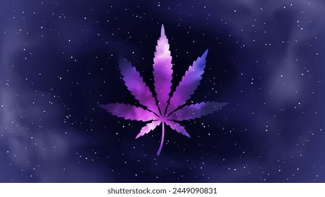 Cannabisblatt isoliert. Marihuana-Blatt-Ikone. Vektorillustration. Logo-Konzept. Indica, Sativa, Hybrid, Ruderalis. Platz. Dope-Traum.