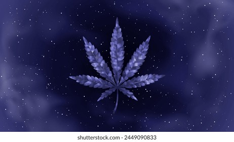 Cannabisblatt isoliert. Marihuana-Blatt-Ikone. Vektorillustration. Logo-Konzept. Indica, Sativa, Hybrid, Ruderalis. Platz. Dope-Traum.