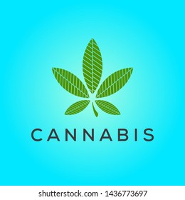 Cannabis Leaf Line Logo design inspiration