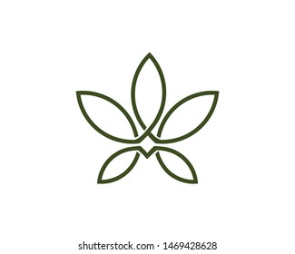 Cannabis leaf Line Logo design template vector illustration. 