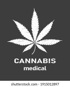 Cannabis-Blatt-Logo-Design, Kreide auf schwarzem Hintergrund. Vektor Hemp Luxus Retro Kratzsymbol Symbol. Marijuana-Etikett