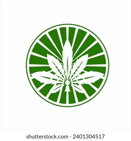 Cannabis leaf logo design with the concept of rays of light.