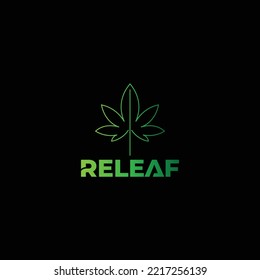 Cannabis-Blatt-Logo-Design auf luxuriösem, schwarzem Hintergrund. Medical marihuana grüne Farbe, Vektorgrafik.