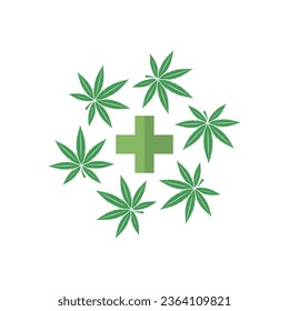 Vector de la plantilla de diseño del logotipo de hoja de cannabis. Logotipo de la etiqueta de marihuana de aceite del CBD