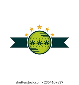 Vector de la plantilla de diseño del logotipo de hoja de cannabis. Logotipo de la etiqueta de marihuana de aceite del CBD