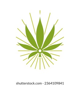 Vector de la plantilla de diseño del logotipo de hoja de cannabis. Logotipo de la etiqueta de marihuana de aceite del CBD