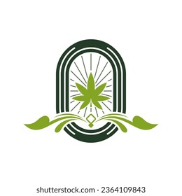 Vector de la plantilla de diseño del logotipo de hoja de cannabis. Logotipo de la etiqueta de marihuana de aceite del CBD