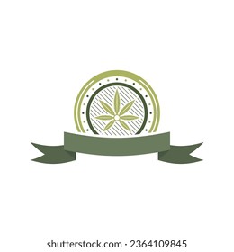 Cannabis leaf logo design template vector. Logotype for CBD oil marijuana label