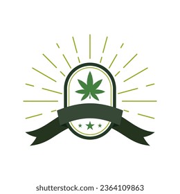 Cannabis Blatt Logo Design Vorlage Vektorgrafik. Logotype für das CBD-Ölmarihuana-Etikett