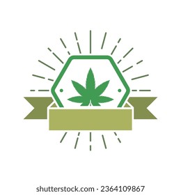 Cannabis leaf logo design template vector. Logotype for CBD oil marijuana label