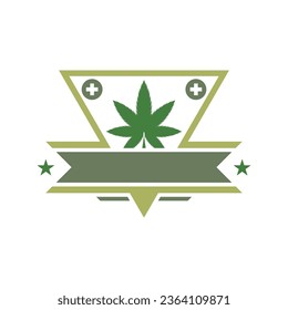 Vector de la plantilla de diseño del logotipo de hoja de cannabis. Logotipo de la etiqueta de marihuana de aceite del CBD