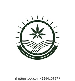 Cannabis leaf logo design template vector. Logotype for CBD oil marijuana label