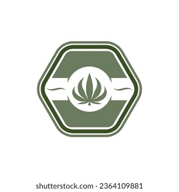 Cannabis leaf logo design template vector. Logotype for CBD oil marijuana label