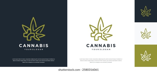 cannabis leaf logo design. cannabis leaf logo template.