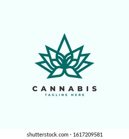 Cannabis leaf logo design. Vector illustration