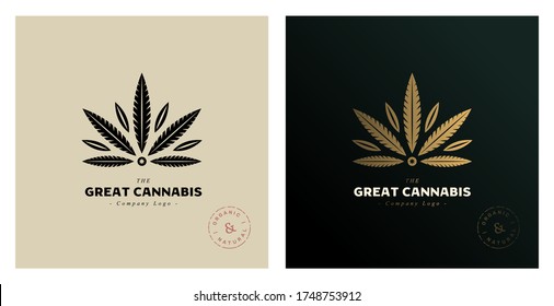 Cannabis leaf logo design. Vector Hemp luxury modern logo icon sign. Logotype for CBD oil marijuana label
