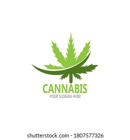 Cannabis leaf logo design vector template illustration